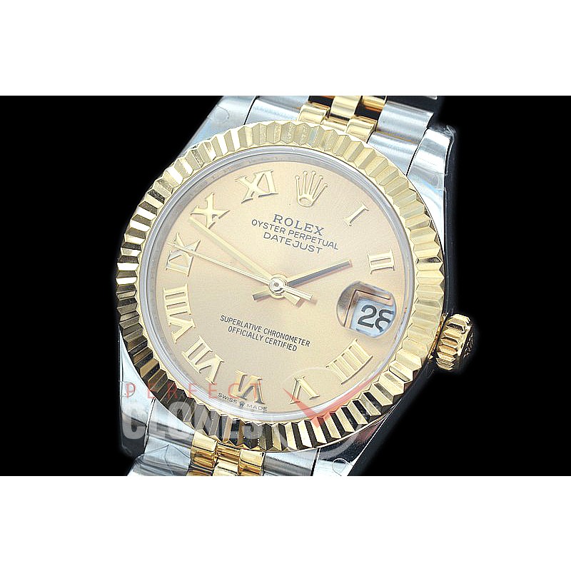 R31DJT-425J BP Datejust Midsize 278283 SS/YG Fluted/Jubilee Gold Roman Asian Clone 2824