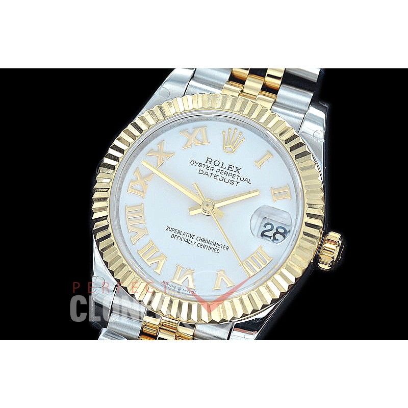 R31DJT-421J BP Datejust Midsize 278283 SS/YG Fluted/Jubilee White Roman Asian Clone 2824
