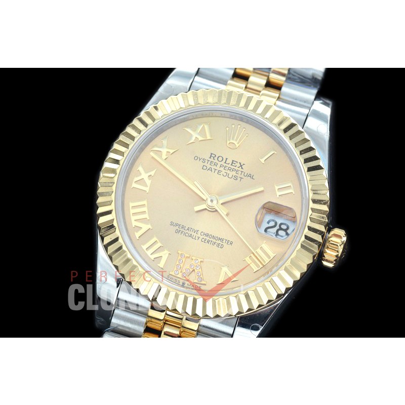 R31DJT-428J BP Datejust Midsize 278283 SS/YG Fluted/Jubilee Gold Roman-Diamonds Asian Clone 2824