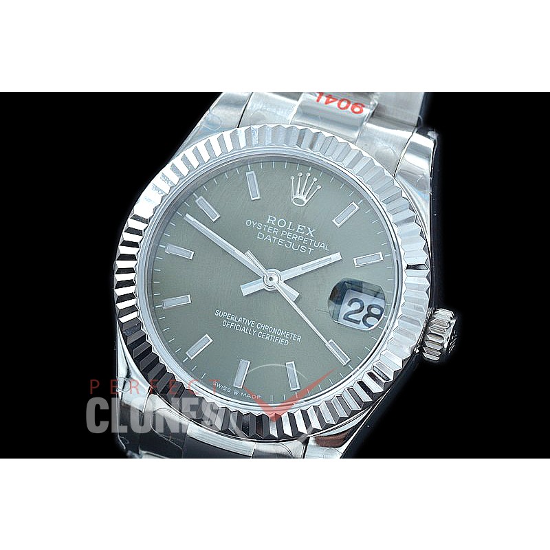 R31DJS-156 GMF 904 Steel Datejust Midsize 278274 SS/SS Fluted/Oyster Olive Green Asian Clone 2824