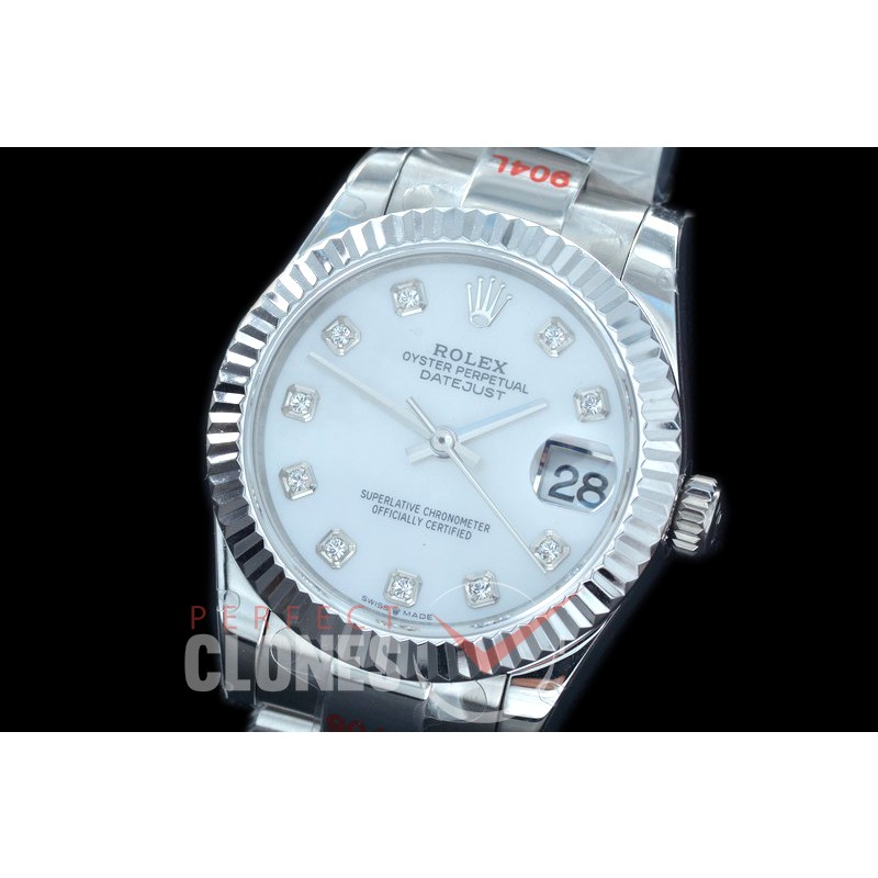 R31DJS-167 GMF 904 Steel Datejust Midsize 278274 SS/SS Fluted/Oyster MOP White Diamonds Asian Clone 2824