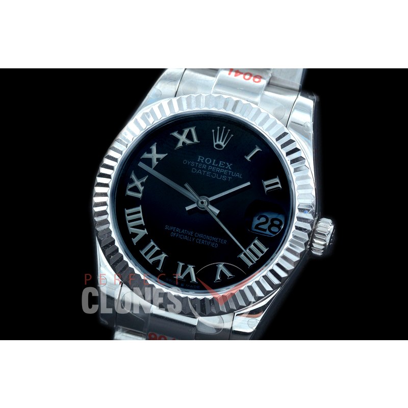 R31DJS-172 GMF 904 Steel Datejust Midsize 278274 SS/SS Fluted/Oyster Black Roman Asian Clone 2824