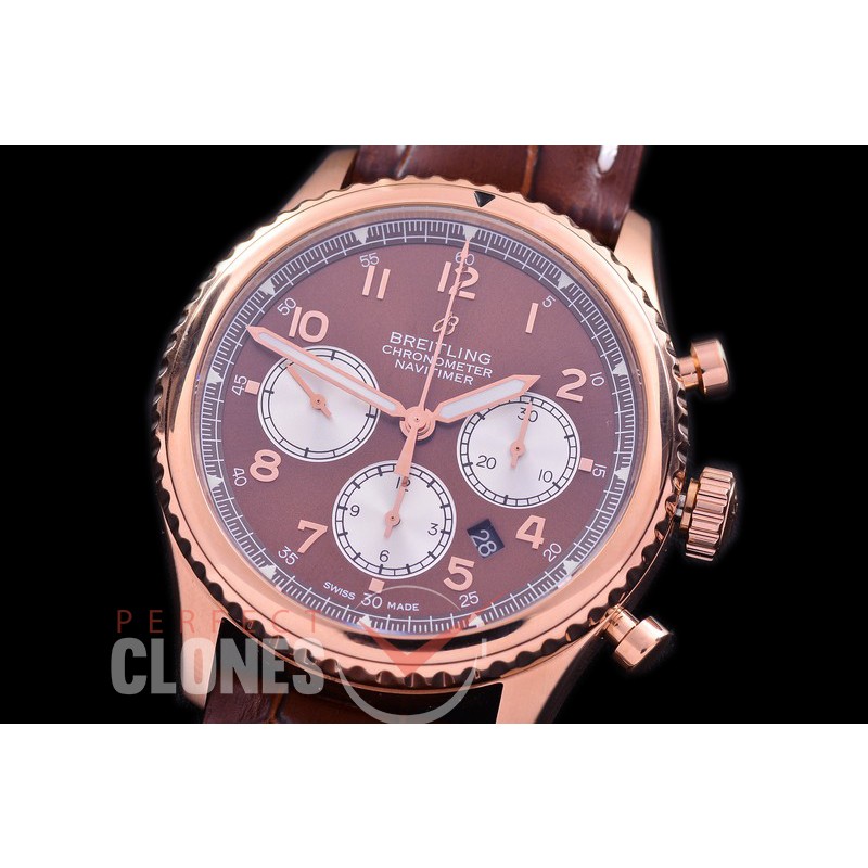 BL-AV8-113 Aviator 8 B01 Chronograph 43 Mosquito RG/LE Brown A-7750 