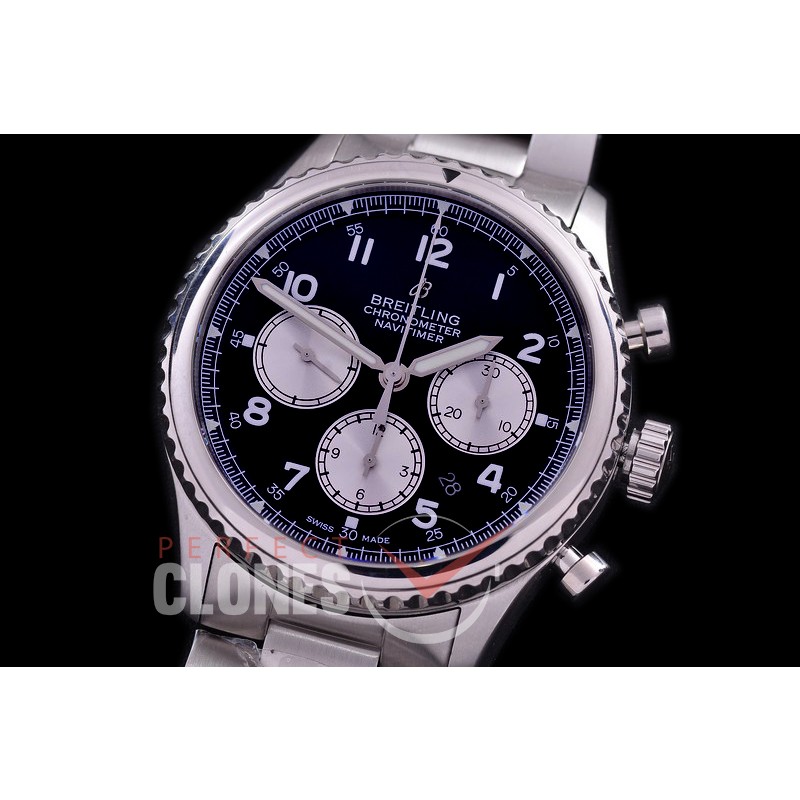 BL-AV8-107S Aviator 8 B01 Chronograph 43 Mosquito SS/SS Black A-7750 