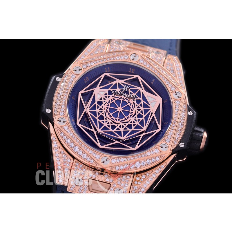 HB-SB-113D DF Big Bang Sang Bleu 45mm RG/LE Blue Miyota 8215 Modified 