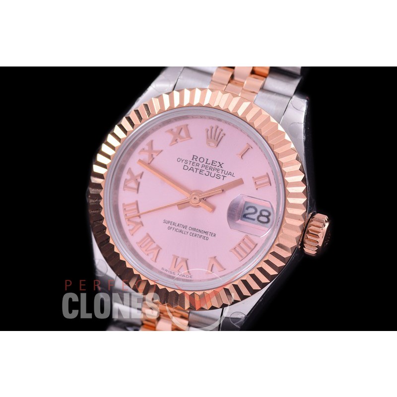 R28DJTR-425J BP Datejust 28mm Ladies 279171 SS/RG Fluted/Jubilee Rose Gold Roman Eta 2671