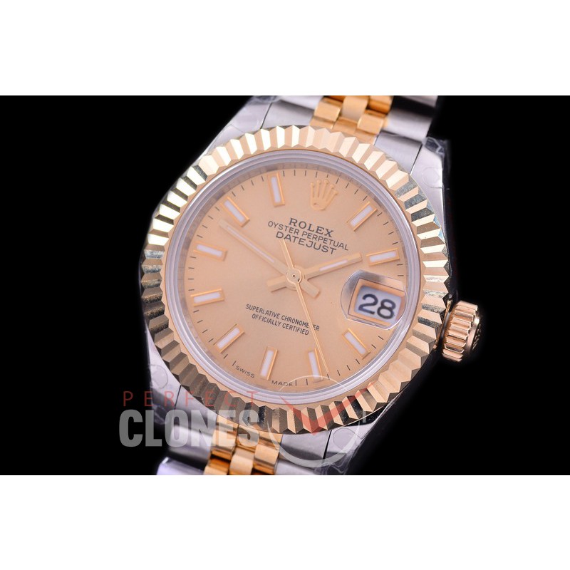 R28DJT-405J BP Datejust 28mm Ladies 279173 SS/YG Fluted/Jubilee Gold Sticks Eta 2671