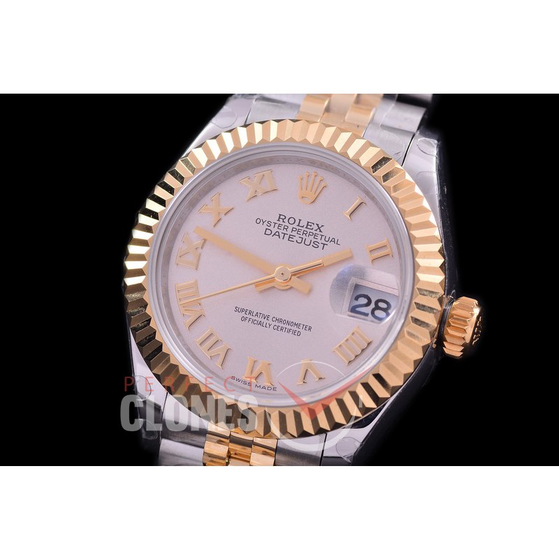 R28DJT-420J BP Datejust 28mm Ladies 279173 SS/YG Fluted/Jubilee Silver Roman Eta 2671