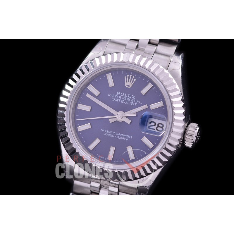 R28DJS-404J BP Datejust 28mm Ladies 279174 SS/SS Fluted/Jubilee Blue Sticks Eta 2671