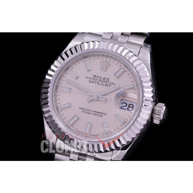 R28DJS-400J BP Datejust 28mm Ladies 279174 SS/SS Fluted/Jubilee Silver Sticks Eta 2671