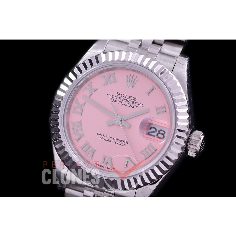 R28DJS-425J BP Datejust 28mm Ladies 279174 SS/SS Fluted/Jubilee Pink Roman Eta 2671