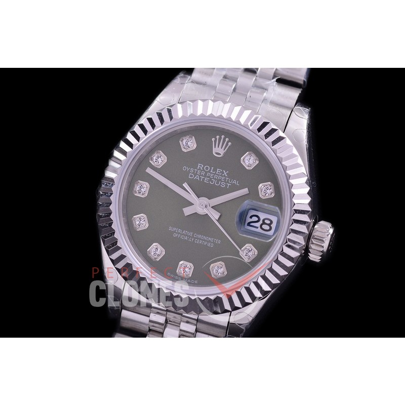 R28DJS-416J BP Datejust 28mm Ladies 279174 SS/SS Fluted/Jubilee Green Diamonds Eta 2671