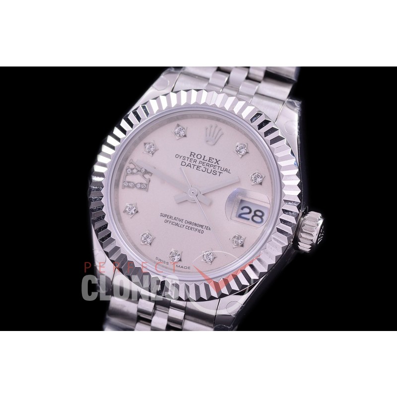 R28DJS-440J BP Datejust 28mm Ladies 279174 SS/SS Fluted/Jubilee Silver Star Diamonds Eta 2671