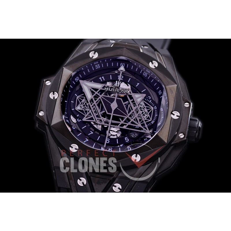 HB-SBC-122 DF Big Bang Sang Bleu Chronograph 45mm PVD/RU Black A-7750 Modified