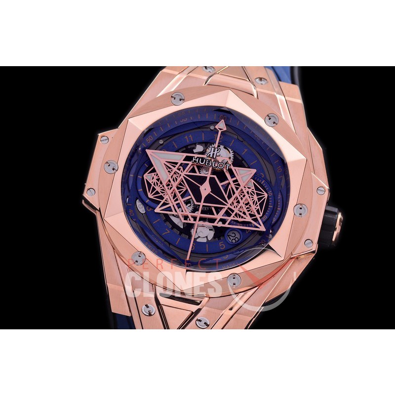 HB-SBC-113 DF Big Bang Sang Bleu Chronograph 45mm RG/RU Blue A-7750 Modified