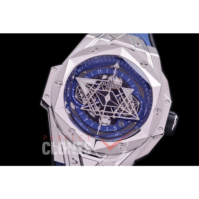 HB-SBC-103 DF Big Bang Sang Bleu Chronograph 45mm SS/RU Blue A-7750 Modified