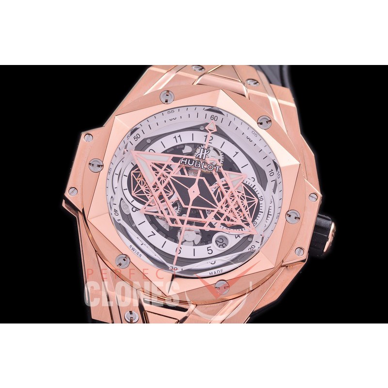 HB-SBC-111 DF Big Bang Sang Bleu Chronograph 45mm RG/RU White A-7750 Modified
