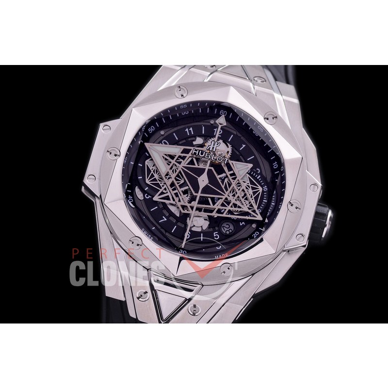 HB-SBC-102 DF Big Bang Sang Bleu Chronograph 45mm SS/RU Black A-7750 Modified
