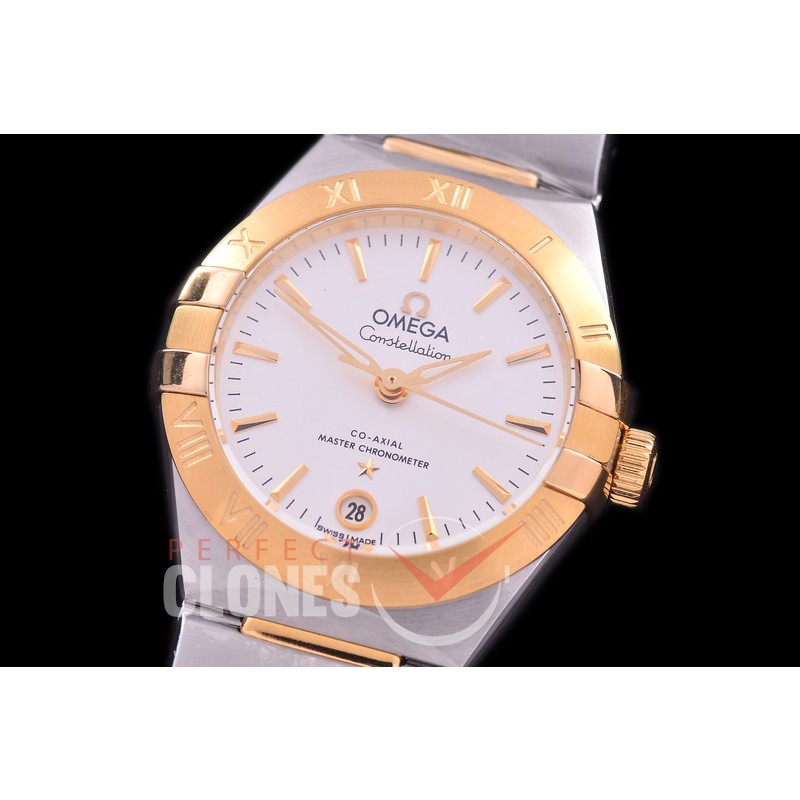 0 OMCON-29-121 Constellation Automatic Date 29mm SS/YG White Sticks Eta 2688 Mod to Calibre 8700