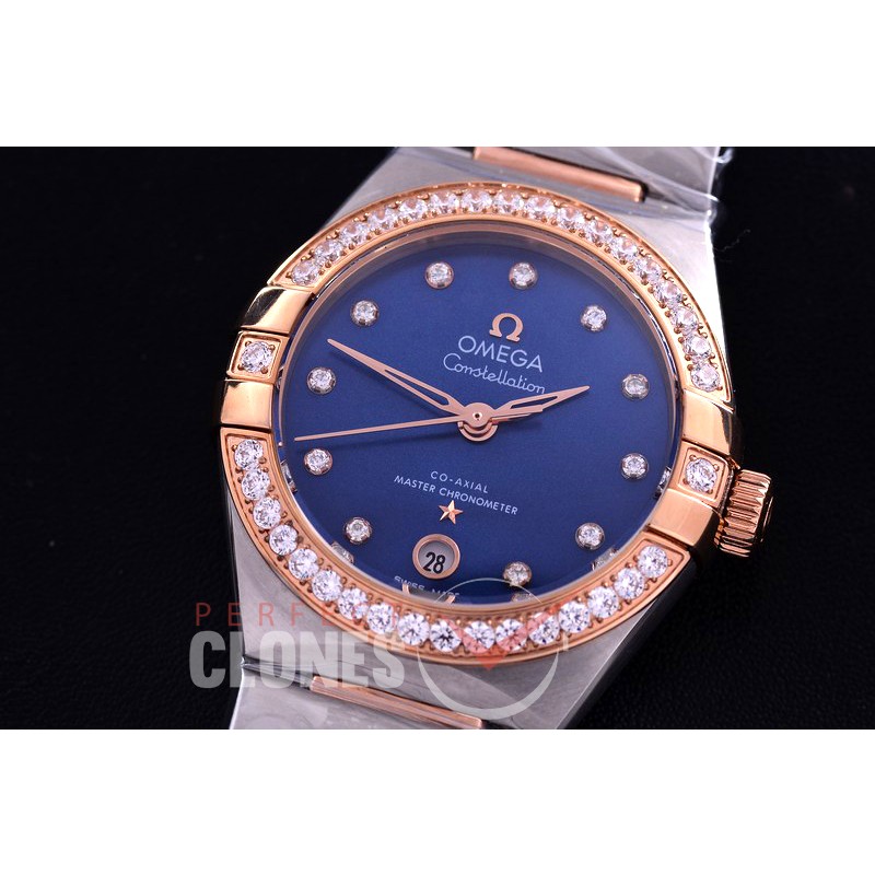 0 OMCON-29-154 Constellation Automatic Date 29mm SS/RG Blue Dial Eta 2688 Mod to Calibre 8700