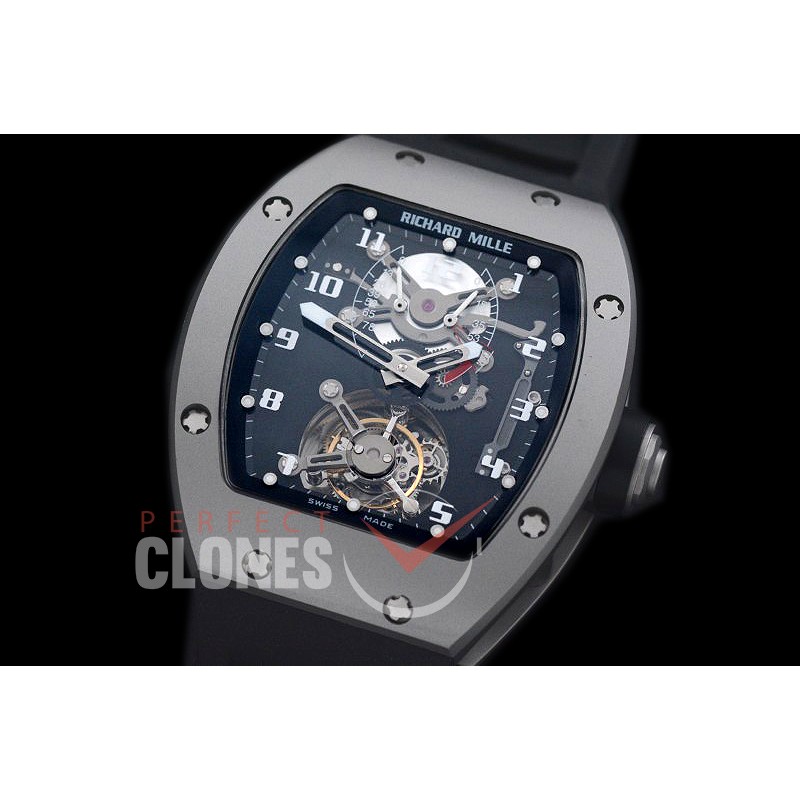 RM001-101 RM001 Tourbillon Sandblasted SS/RU Dark Grey Asian Bridge Tourbillon 