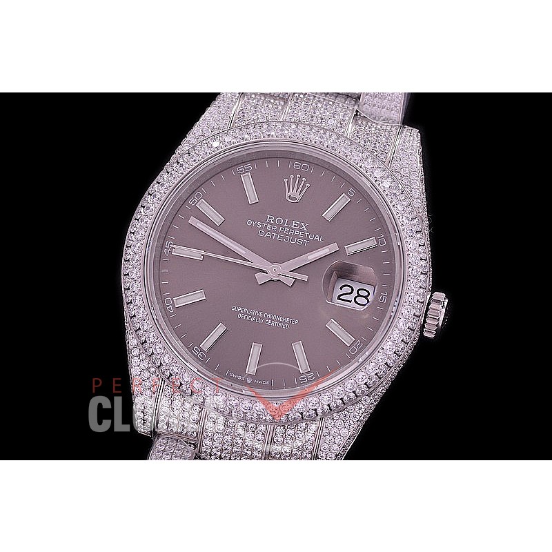 0 0 R41DJS-013 BP 904L Steel 126334 Diam/Oyster SS/SS/Diam Dark Rhodium Grey Sticks Asian 2824