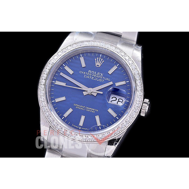 R36DJS-581Z BP Datejust 36 126234 SS/SS Diam/Oyster 2021 Blue Fluted Sticks A-2824