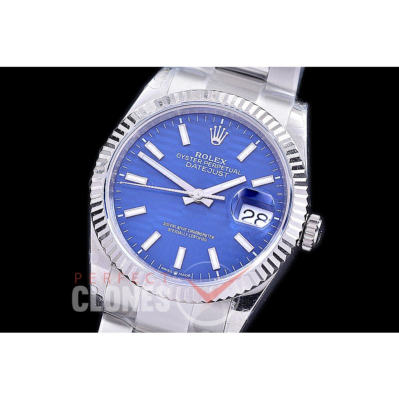 R36DJS-581 BP Datejust 36 126234 SS/SS Fluted/Oyster 2021 Blue Fluted Sticks A-2824