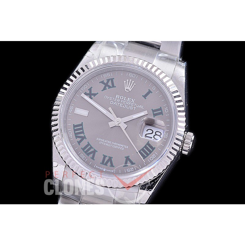 R36DJS-580 BP Datejust 36 126234 SS/SS Fluted/Oyster 2021 Grey/Green Roman A-2824