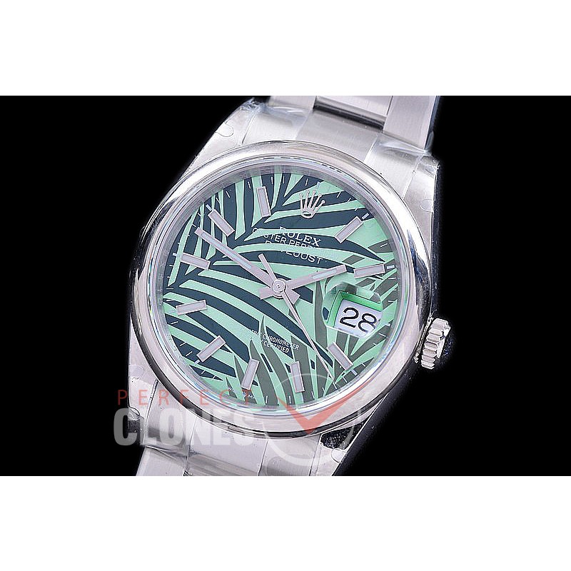 R36DJS-586S BP Datejust 36 126234 SS/SS Smooth/Oyster 2021 Green Palm Motif Sticks A-2824