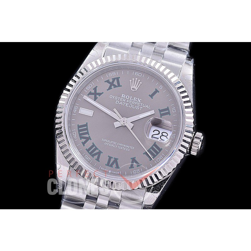 R36DJS-530 BP Datejust 36 126234 SS/SS Fluted/Jubilee 2021 Grey/Green Roman A-2824