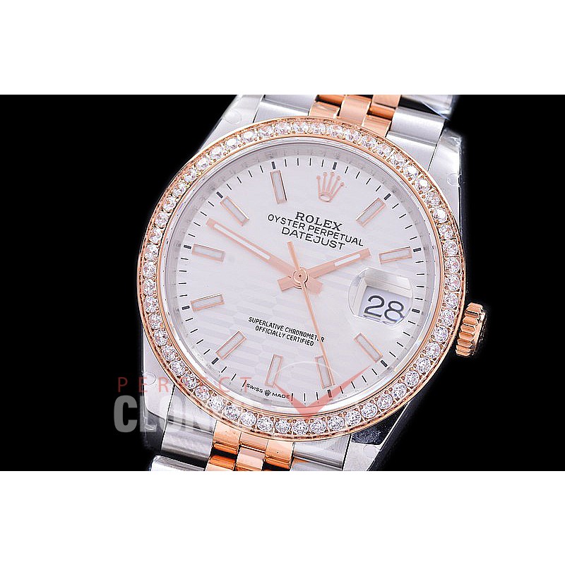 R36DJTR-541Y BP Datejust 36 126231 SS/RG Diam/Jubilee 2021 White Fluted Sticks A-2824