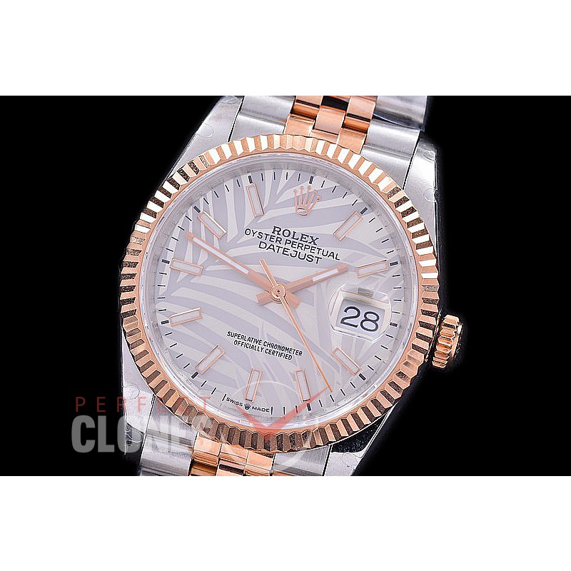 R36DJTR-546 BP Datejust 36 126231 SS/RG Fluted/Jubilee 2021 Silver Palm Sticks A-2824