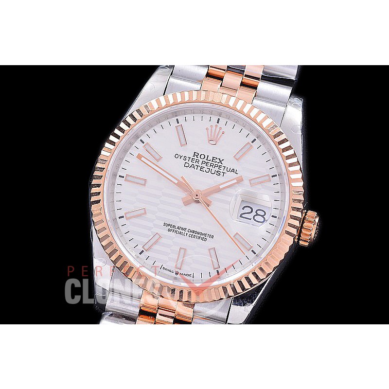 R36DJTR-541 BP Datejust 36 126231 SS/RG Fluted/Jubilee 2021 Silver Fluted Sticks A-2824