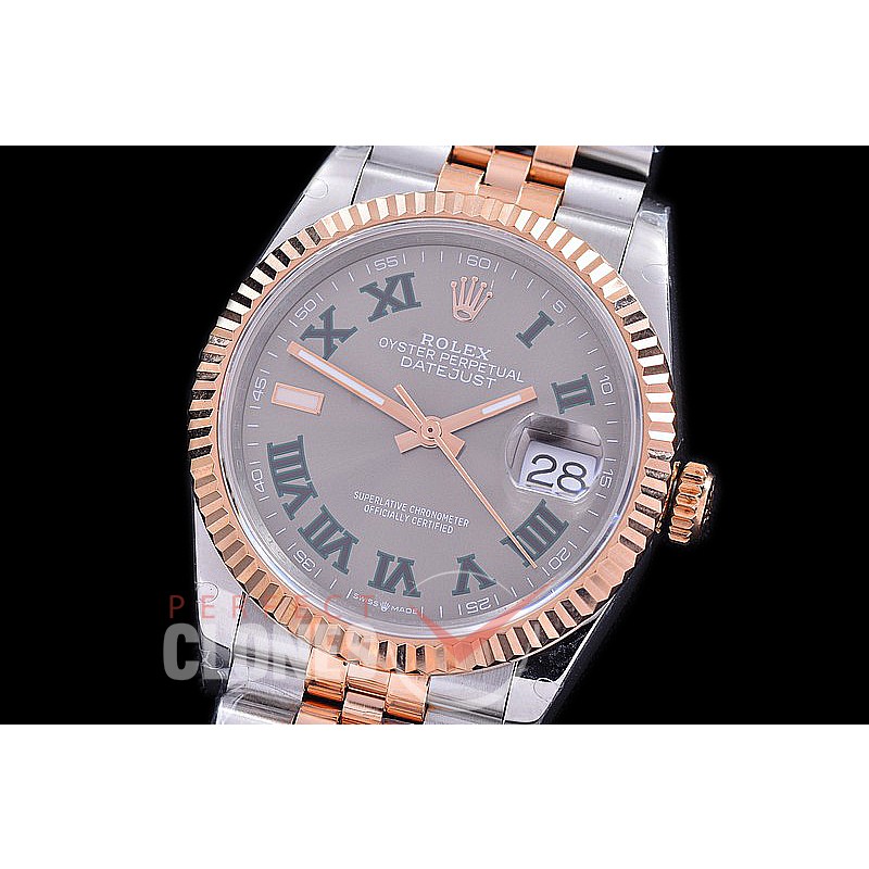R36DJTR-531 BP Datejust 36 126231 SS/RG Fluted/Jubilee 2021 Grey/Green Roman A-2824
