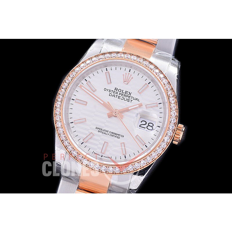 R36DJTR-591Y BP Datejust 36 126231 SS/RG Diam/Oyster 2021 White Fluted Sticks A-2824