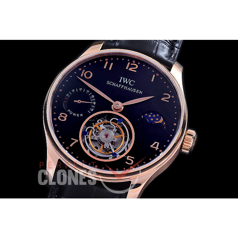 0 IWPTB00042 Portugese Tourbillon Handwind RG/LE Black Asian Flying Man Tourbillon