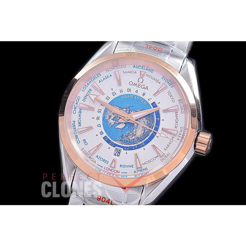 OMAT41-961 Aqua Terra Date Automtaic SS/RG White Globe A-2813 