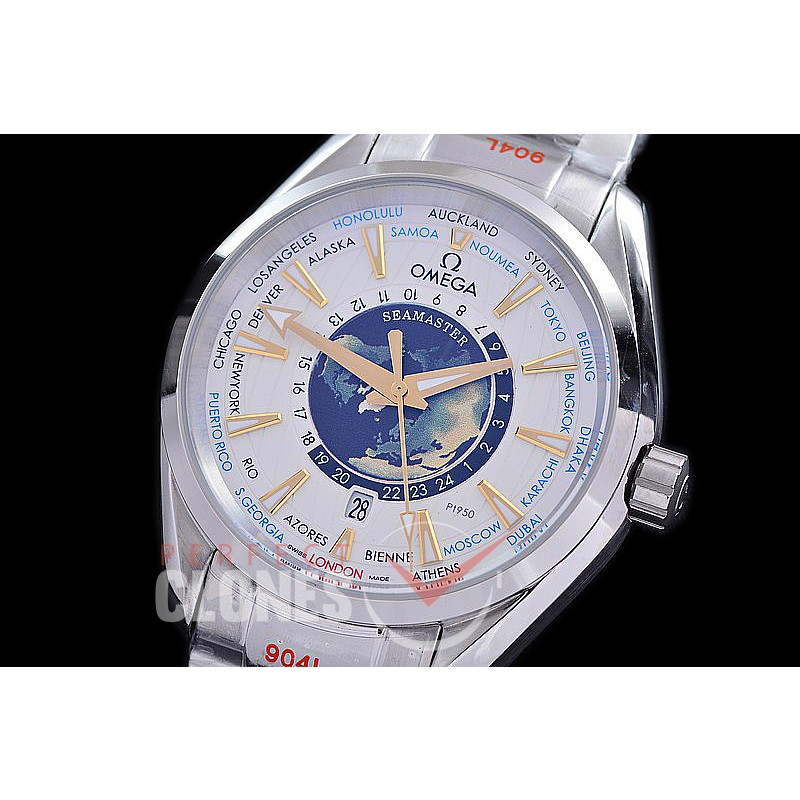 OMAT41-951 Aqua Terra Date Automtaic SS/SS White Globe A-2813 
