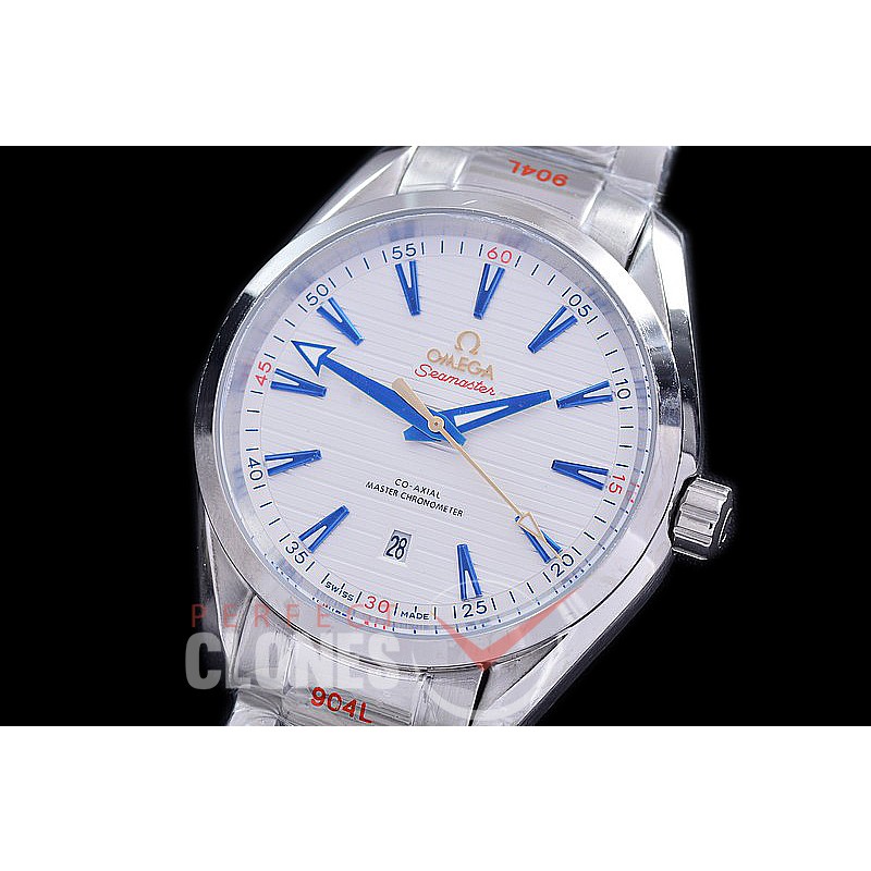 OMAT41-903 Aqua Terra Date Automtaic SS/SS White/Blue A-2813 