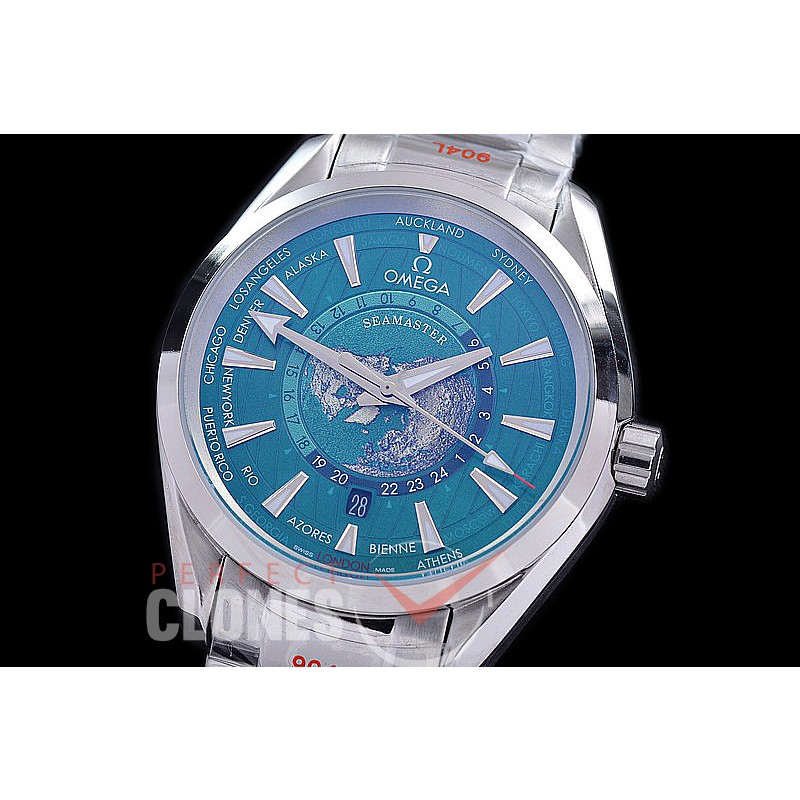 OMAT41-953 Aqua Terra Date Automtaic SS/SS Green Globe A-2813 