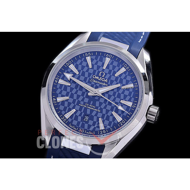 OMAT41-908R Aqua Terra Date Automtaic SS/RU Blue Checkered A-2813 