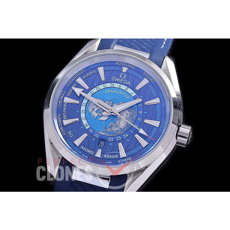 OMAT41-952R Aqua Terra Date Automtaic SS/RU Blue Globe A-2813 