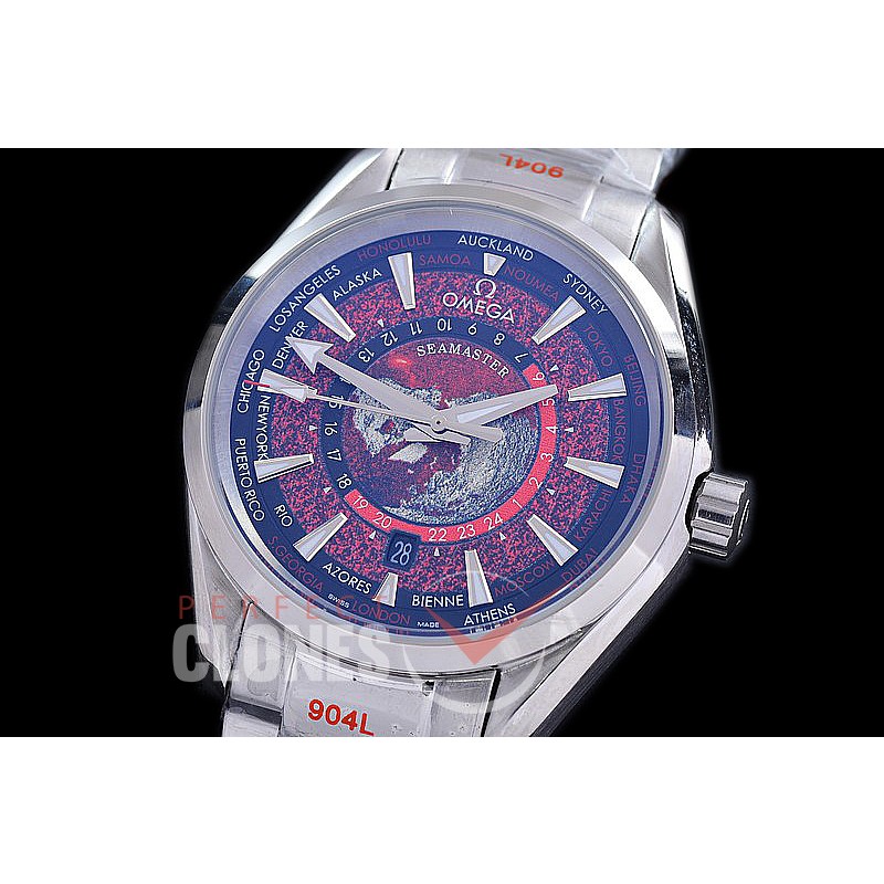 OMAT41-954 Aqua Terra Date Automtaic SS/SS Brown Globe A-2813 