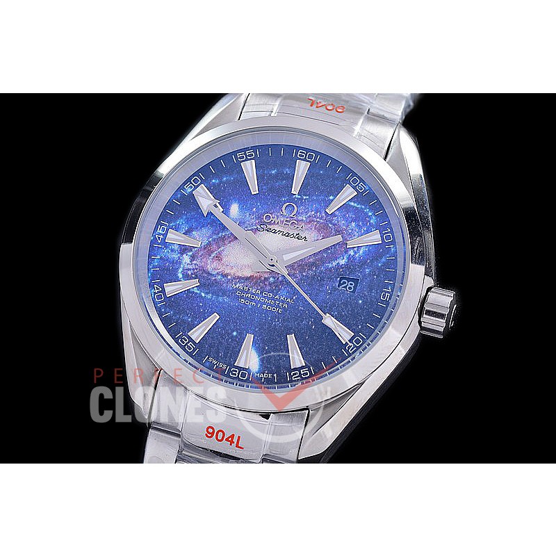 OMAT41-982 Aqua Terra Date Automtaic SS/SS Blue Globe A-2813 