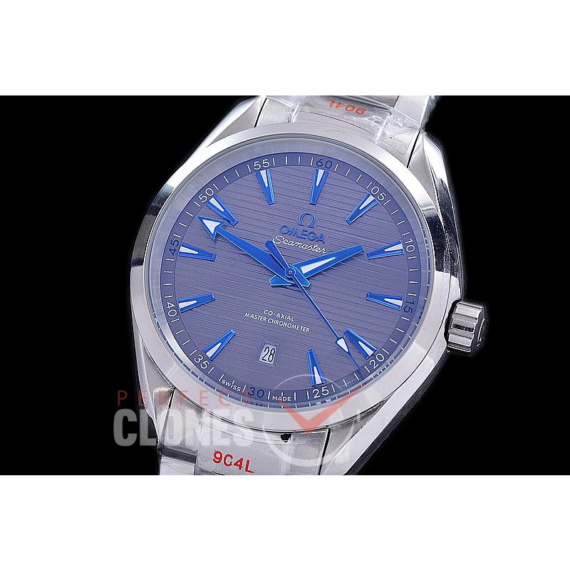 OMAT41-905 Aqua Terra Date Automtaic SS/SS Grey/Blue A-2813 