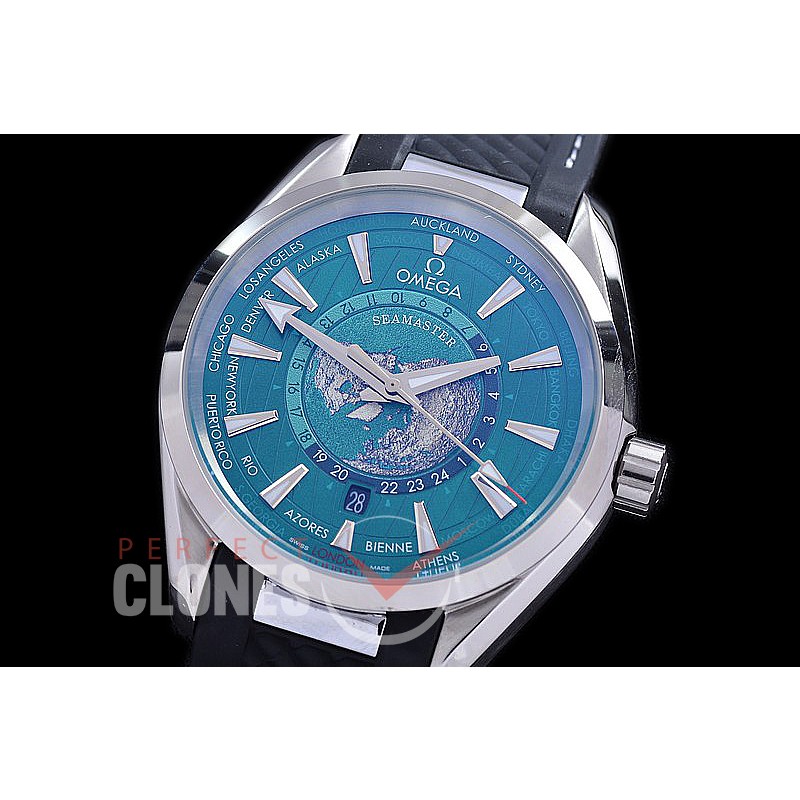 OMAT41-953 Aqua Terra Date Automtaic SS/SS Green Globe A-2813 