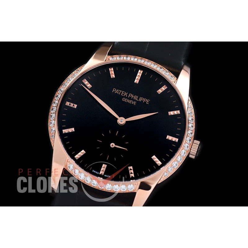 PP-7122-107D Calastrava 7122 RG/LE Black Asian Customs H/W Mod Calibre 215 
