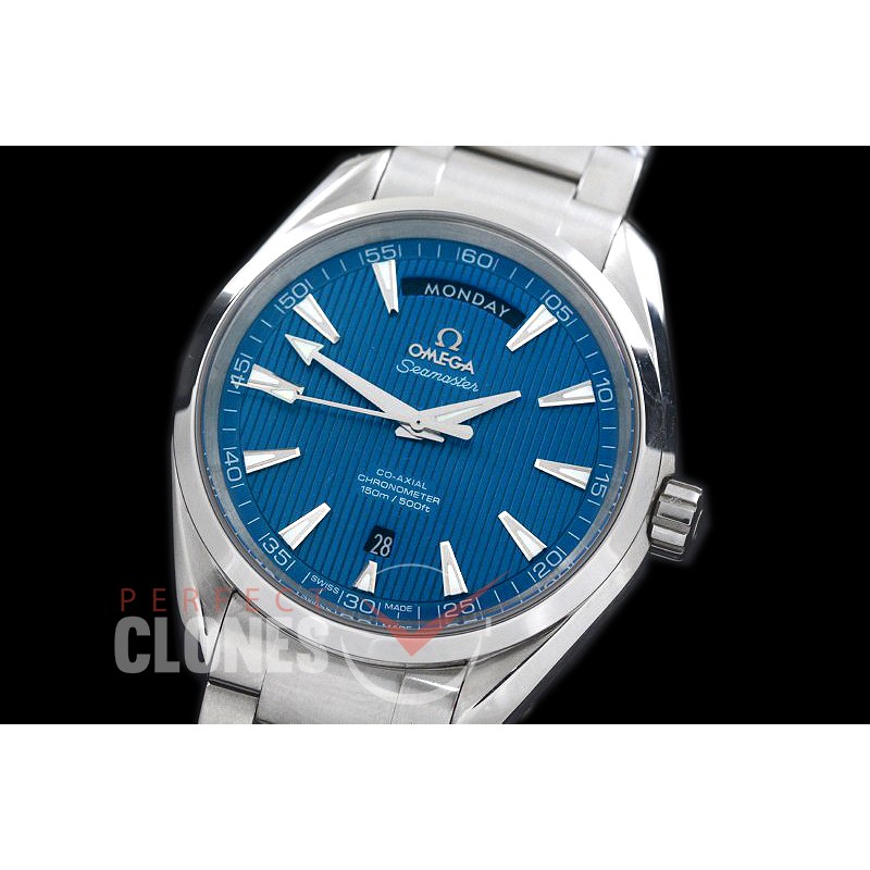 0 0 OMAT41DD-203 Aqua Terra Day/Date Automtaic SS/SS Blue A-2836/8602 Mod