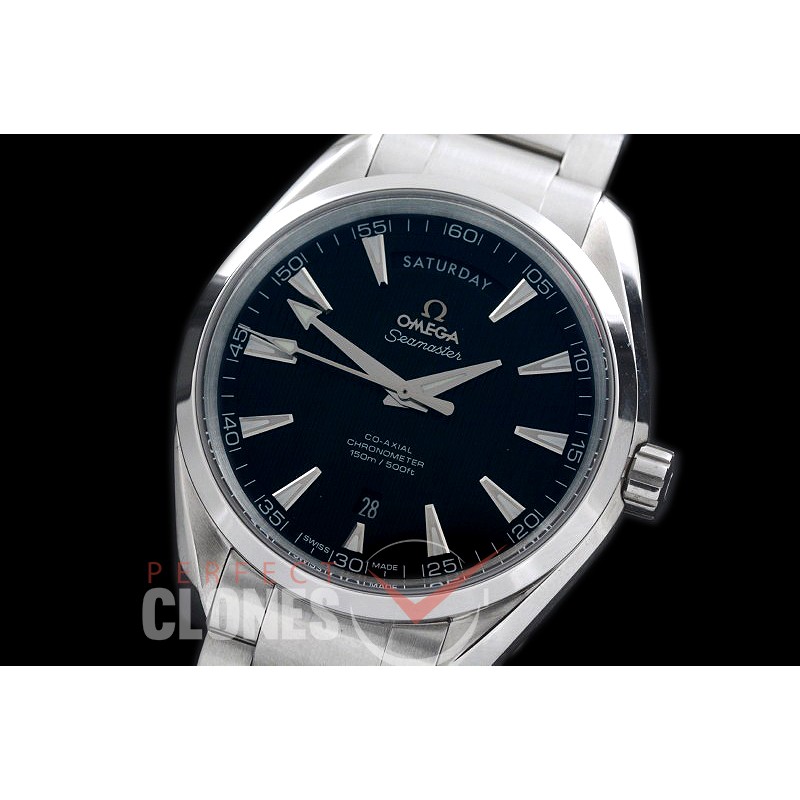 0 0 OMAT41DD-202 Aqua Terra Day/Date Automtaic SS/SS Black A-2836/8602 Mod